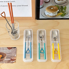 Chu Lele creative fun shovel spoon chopsticks 304 stainless steel chopsticks set student dormitory outdoor portable tableware