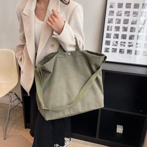 Simple, fashionable, casual, versatile canvas bag, stylish and elegant large-capacity tote shoulder bag crossbody backpack