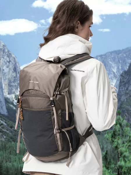Outdoor Lightweight Mountaineering Bag with Flip Cover, Water-Repellent Backpack for Women, Foldable and Large-Capacity Travel Hiking Backpack