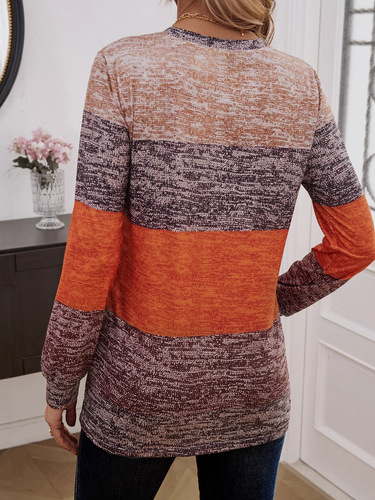 Women's Long-Sleeve Round Neck T-Shirt with Plaid Print and Button Design - 2024 Spring and Autumn New Arrival, Hot Selling on TEMU and Amazon