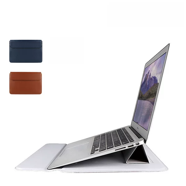 Apple Multifunctional Computer Bag Liner Bag with Stand Laptop Leather Case MacBook Liner Bag Pro Simple