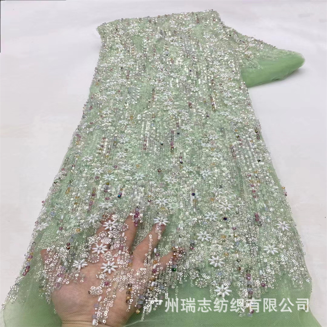 África Oriente Medio vestido de boda agujas de flor sequilla cuentas tela de encaje bridal