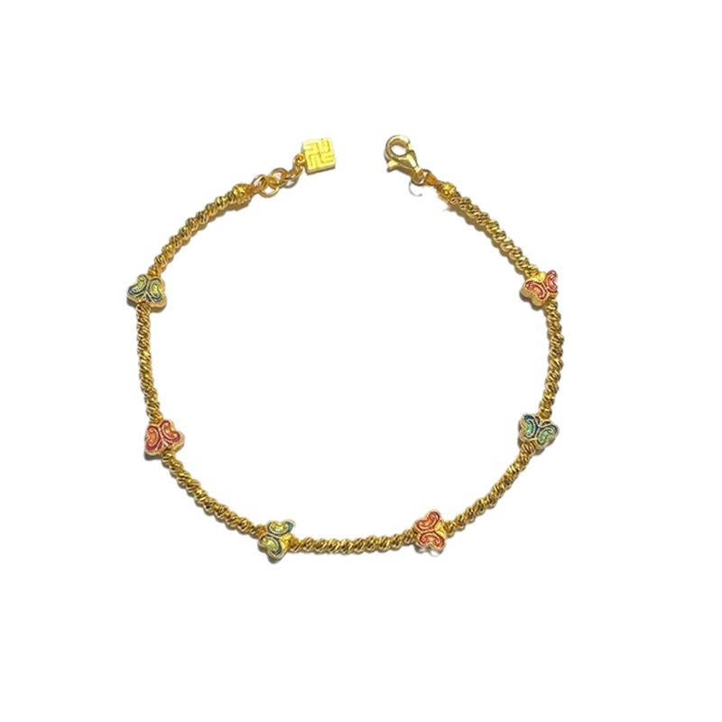 Braccialetto a farfalla in smalto lucido oro da donna, design di nicchia in oro, moda, palla Didi splendente per regalo alla fidanzata_voghion.com