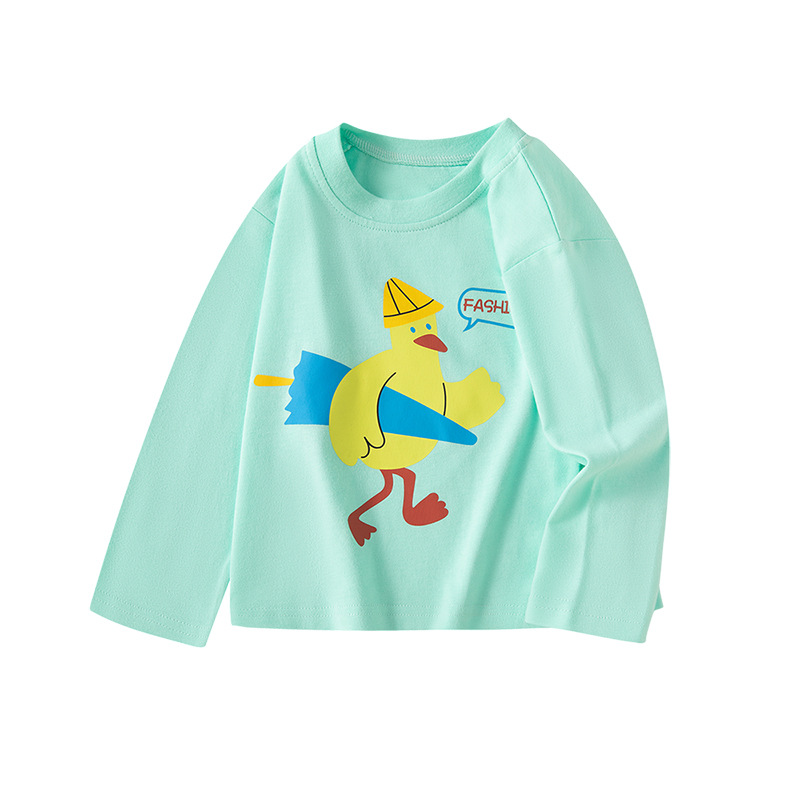 Transfronterizos ropa infantil en vivo fuente primavera camiseta de base de algodón para niños de mangas largas camiseta ropa de moda