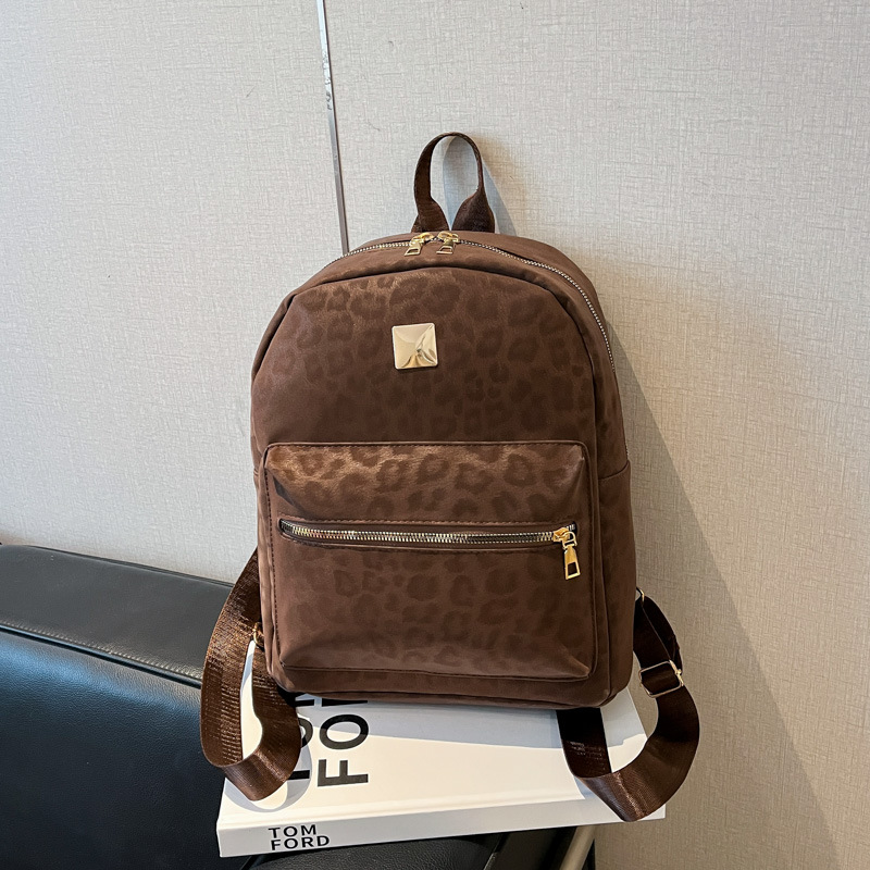 Mochila de moda coreana de otoño nueva mochila de aire extranjero retro de gran capacidad de leopardo mochila escolar de viajes casuales