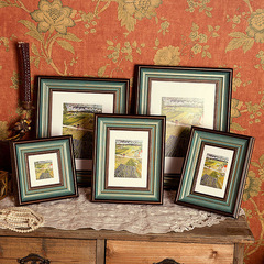 美式復古綠小畫框掛牆5寸6寸7寸8寸10寸12婚紗框相框擺台加洗照片