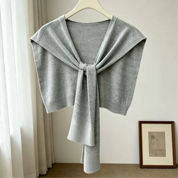 Thin Spring and Autumn Trendy Versatile Knitted Shawl for Women, New Korean Style, Multi-Functional Decorative Small Shawl with Outer Knot