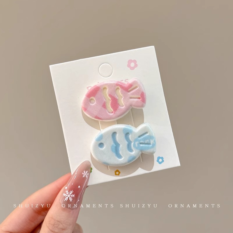 Pequeño pez de color clip para el cabello de la mujer adorable clip para el cabello de pestaña lateral dulce multifacé frente rotura clip para el cabello de boca de pato