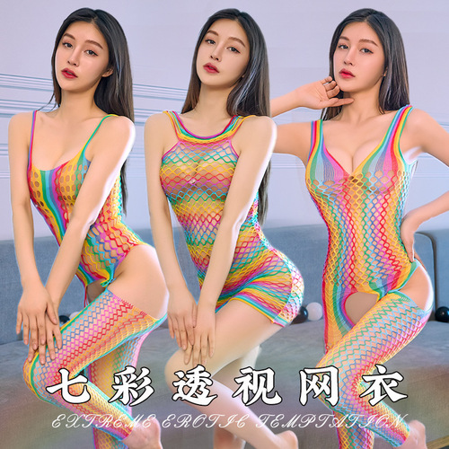 Fan Lei women's net clothing sexy style transparent fun suit colorful net socks pajamas stockings sexy underwear dropshipping