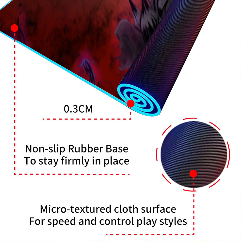 Anime Black CLOVER LARGE BIG RGB Mouse Pad Gaming Computer