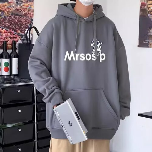 Hong Kong style loose trendy brand large size plus velvet American sweatshirt men's autumn and winter tops couple wear hoodie men's jacket