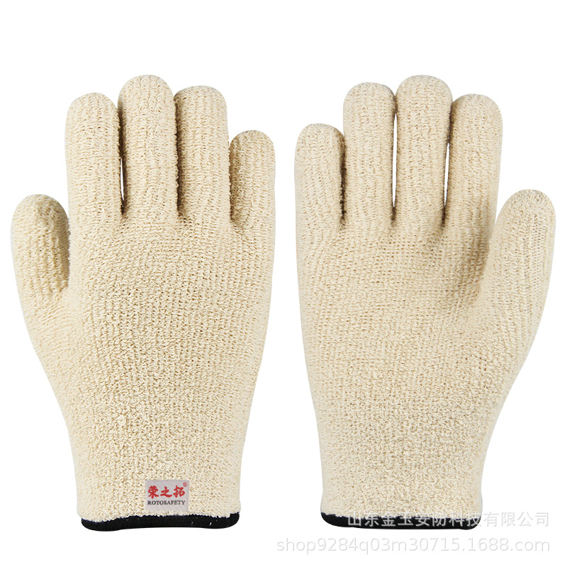 150 double-deck pure cotton Terry High temperature resistance glove Fingers heat insulation Microwave Oven oven Anti scald manual Fried tea