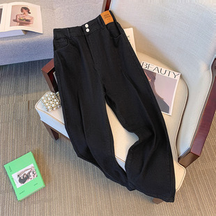 Deformation ce plus size women's chubby girl elastic jeans elastic waist straight pants spring and summer thin extra fat Daddy Pants