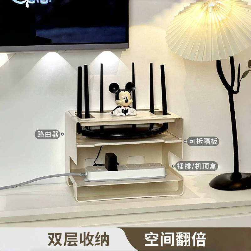 WiFiルーター収納ボックスリビングルームホームカバーアップ装飾ボックステレビセットトップボックスプラグイン収納ラックアーティファクト|undefined