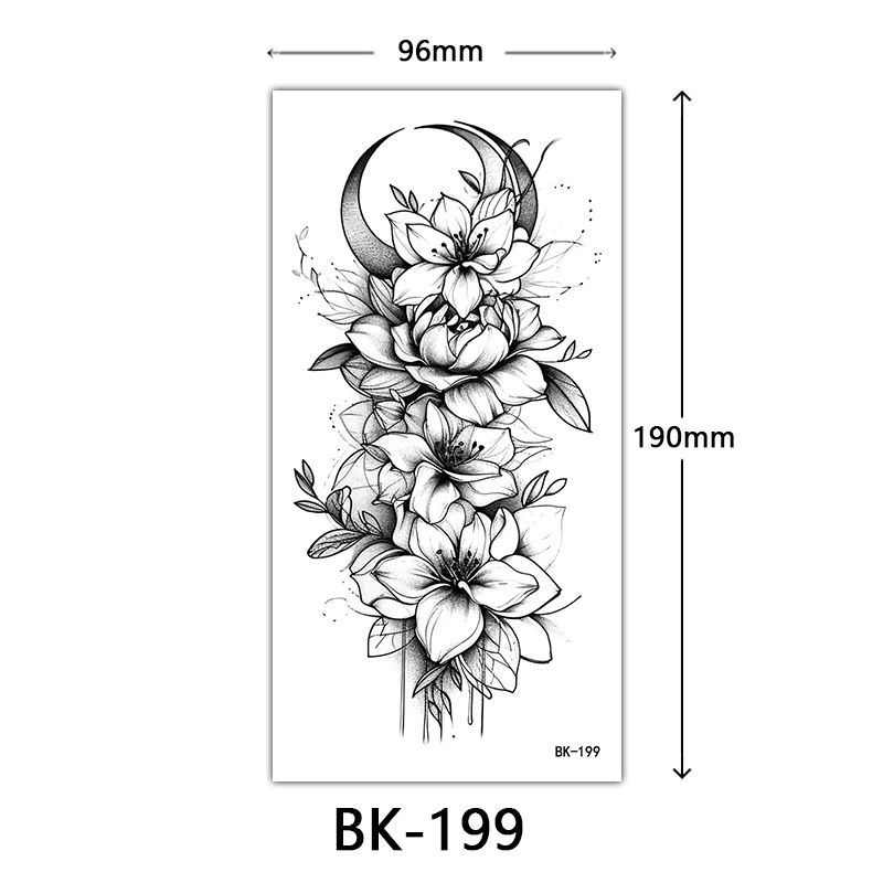 Tatuaje Temporal de Flores Boceto de Papel de Transferencia al Agua, Impresión por Transferencia de Agua, para Cuerpo image 205