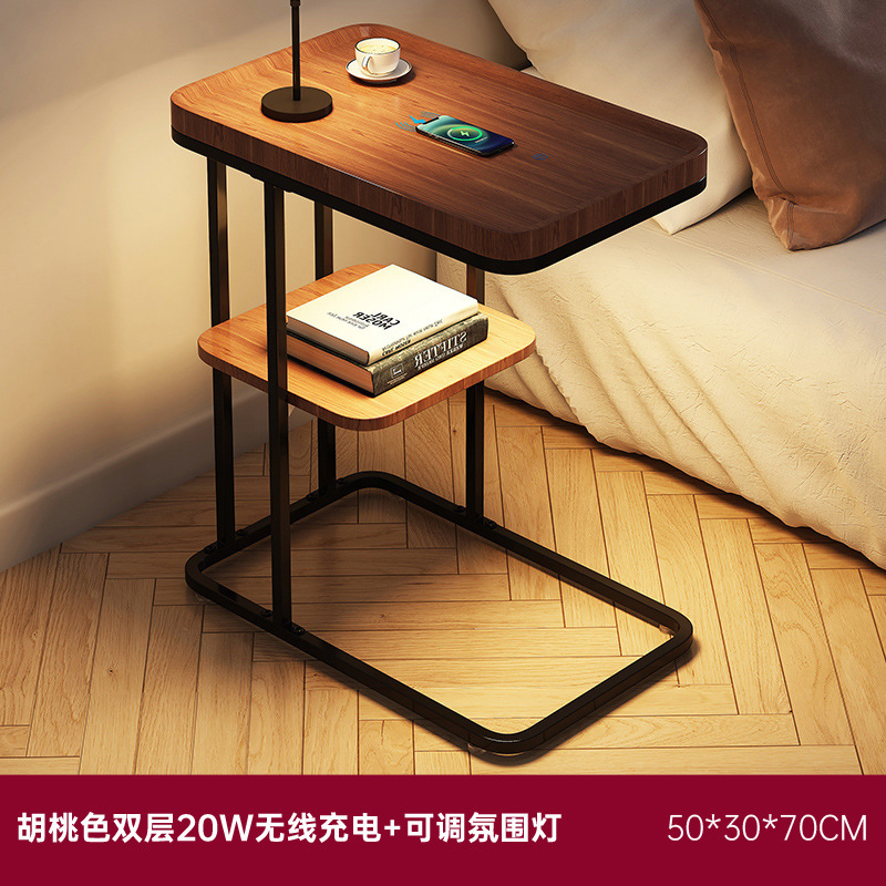 월넛 컬러 더블 레이어 [20W 무선 충전 + 조절 가능한 주변 조명]