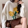 Flower Embroidery Socket 95% wool sweater 2022 new pattern fresh Sweet Casual Sweater