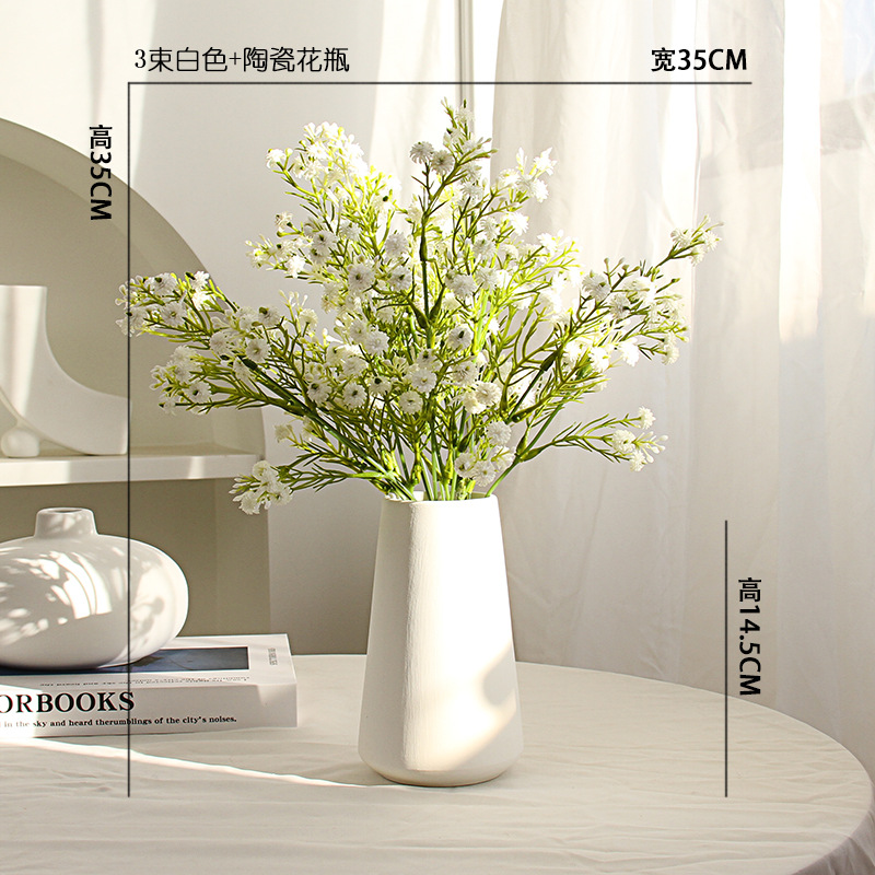 3 ramos de jarrones de cerámica blancos + cónicos