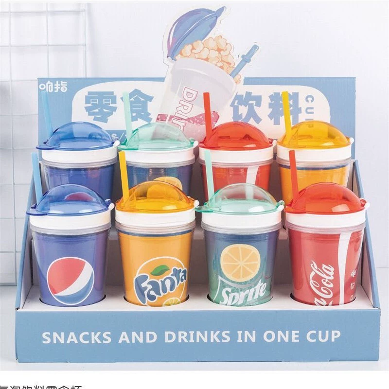 Youth Creative PS Plastic Water Cup Snacks and Drinks Creative One Cup with DIY Plastic Cup