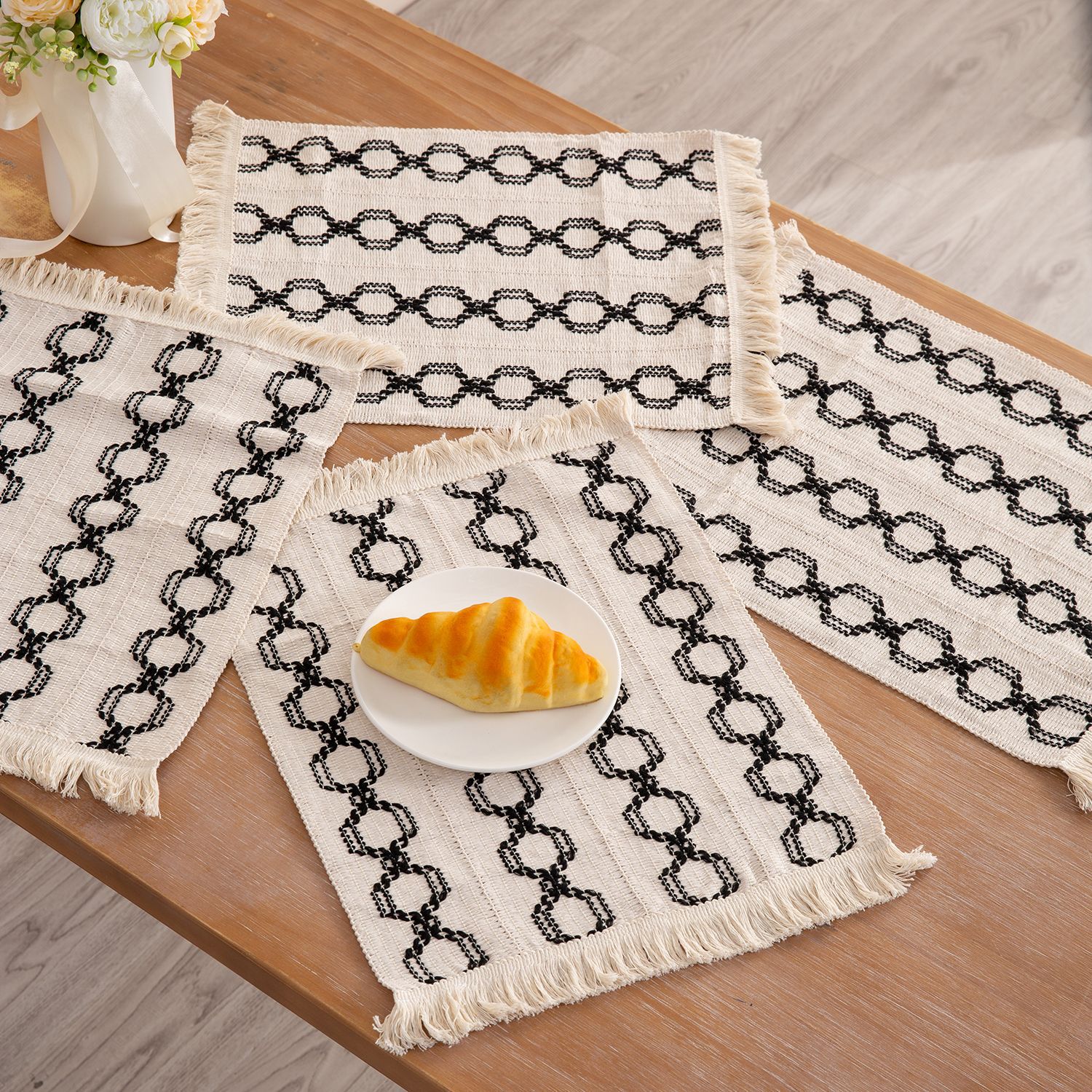 Neue Stoff D Baumwolle Lepra Weben Geschirr Matte Quaste Isolierung Matte Dekorative Dual Farbe Gespleißt Western_voghion.com