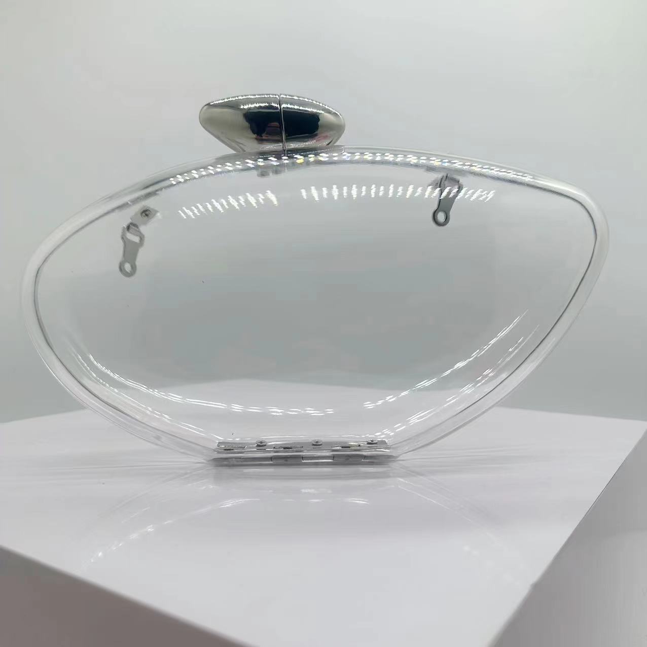 Business, Daily, Shopping Occasion Transparent Rose Red Yellow Arylic Solid Color Shell Evening Bags