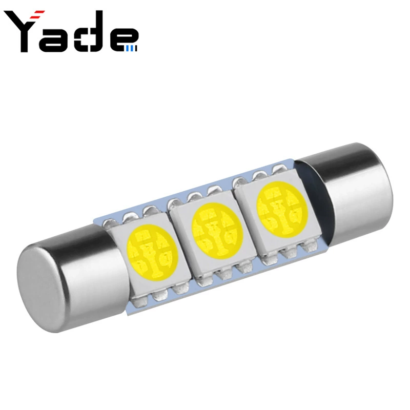 Двойной наконечник с плоской головкой t6-5050 29 мм 3SMD косметическое зеркало свет солнцезащитный козырек свет освещение салона автомобиля 31 мм