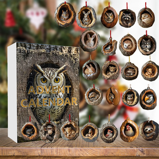 Christmas tree hole animal decoration countdown calendar acrylic cartoon pendant Christmas holiday countdown blind box