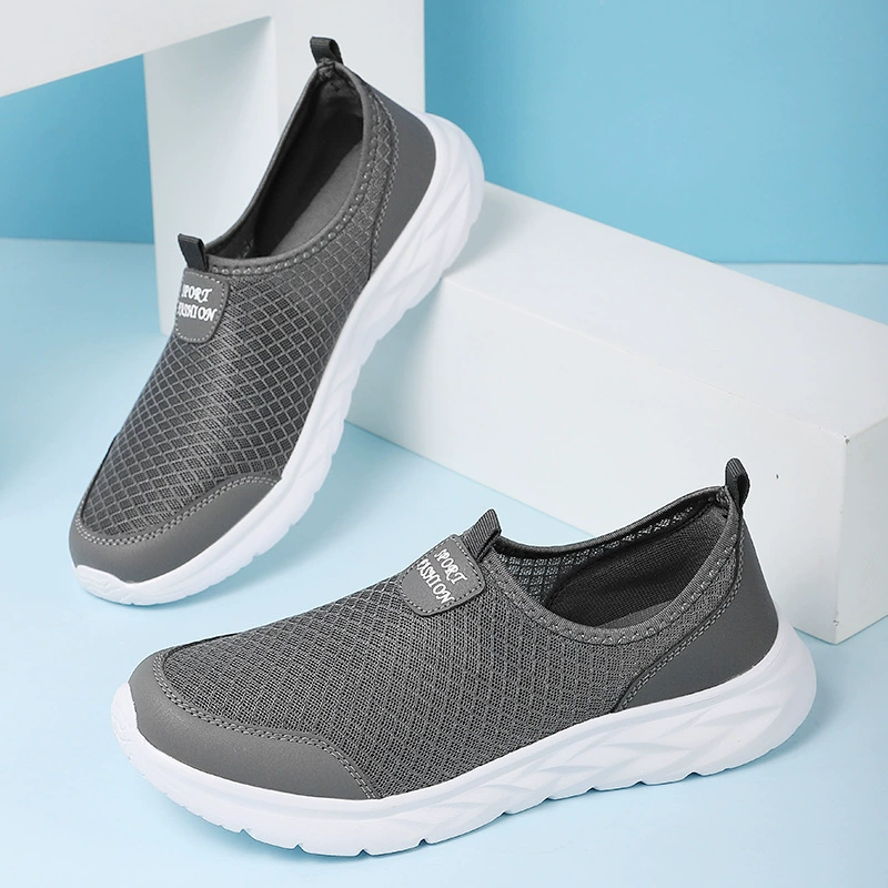 Сетчатая обувь большого размера 47 ярдов трансграничная новая мужская обувь весна лето сетка летающая легкая повседневная спортивная обувь ленивая обувь