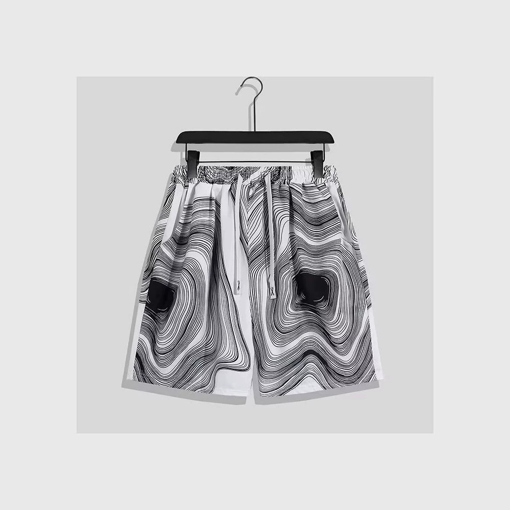 Trendy and stylish artsy beach shorts, new summer style, unisex casual versatile elastic high-waisted loose printed shorts