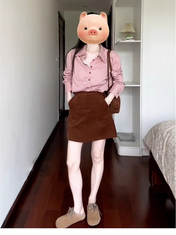 法式粉色条纹衬衫套装裙子女早秋季2025新款小个子气质一整套短裙|undefined