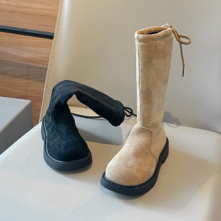 Girls' Boots 2024 Autumn and Winter New Big Boy Stylish Children's Mid-tube Single-layer Boots Korean Style Little Girl Princess Long Boots