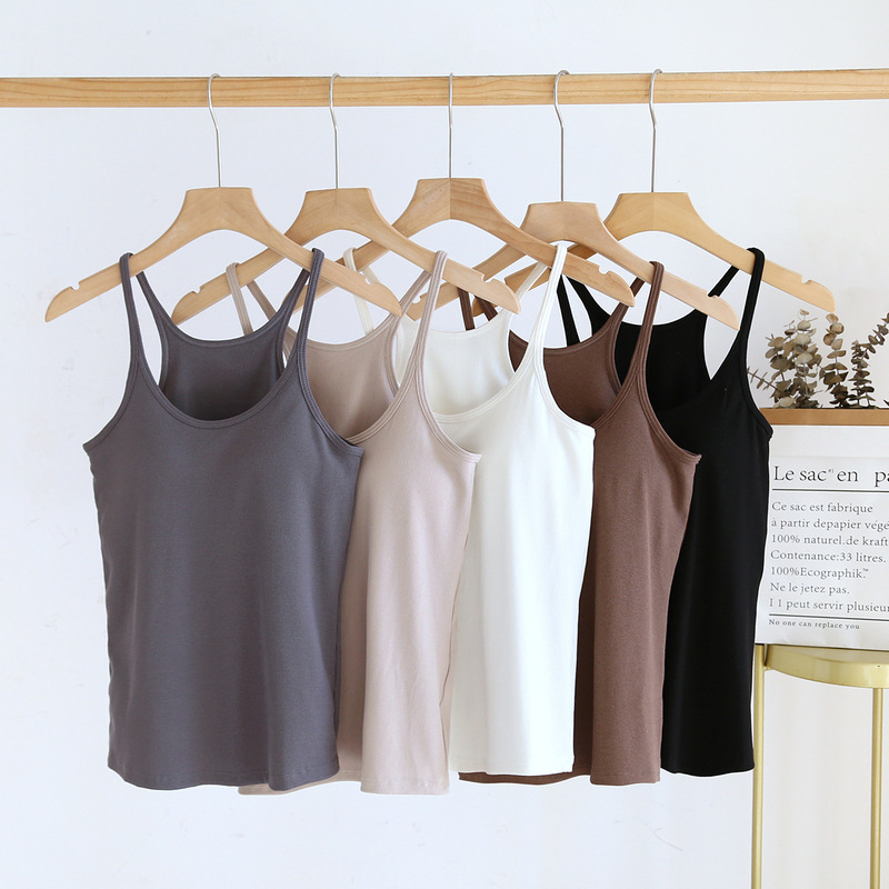 Women's I-shaped camisole with chest pad summer new bottoming shirt wireless bra slim underwear beauty back inner wear Women's I-shaped camisole with chest pad summer new bottoming shirt wireless bra slim underwear beauty back inner wear