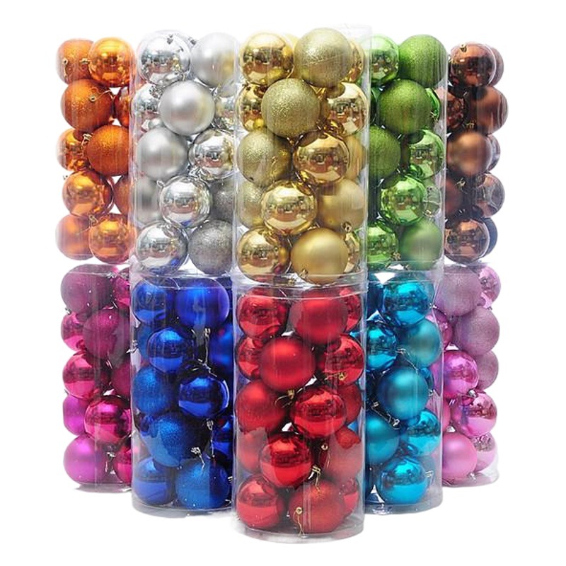 Spot 24Pcs Navidad de plástico bola de Navidad barril centro comercial fiesta festiva árbol de Navidad adorno pequeño colgante