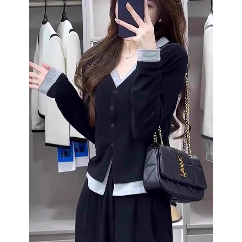 블랙 퀄리티 버전 [가을 여성 2024 신작/초가을 초가을 플러스 사이즈 의상/독특함/올해 인기 예쁘다/핫 스타일/유럽 셔츠/쇼트 스타일/패션