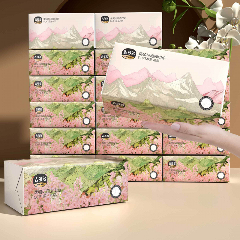 Jidoduo 山の花が咲く層、厚みのあるティッシュペーパー、家庭用フェイシャルティッシュの大きなパック、デフォルトアイテム 5 層、送料無料|undefined