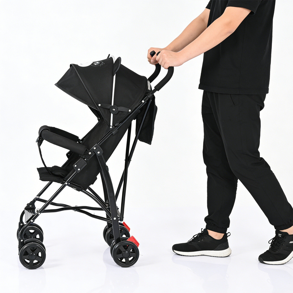 Venta al por mayor de dibujos animados bebé cochecito bebé paraguas coche ligero plegable amortiguador freno niño BB bebé caminando gadget
