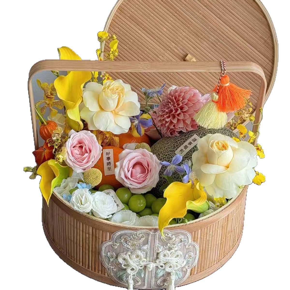 Cestas de flores de madera de flores de mano de flores de siete colores de cordier de flores de mediados de otoño de flores de mano de flores de paquetes de floristas