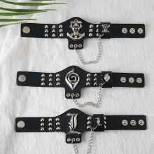 新款 海贼王 火影忍者 死亡笔记 皮手链带小号皮指环 动漫COS饰品