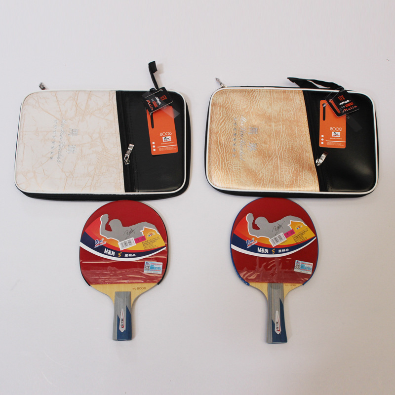 Supply of Malin Eight-Star Table Tennis Racket 8006 Short Handle Straight Racket 8002 Long Handle Horizontal Racket Double-Sided Anti-Adhesive Set Table Tennis