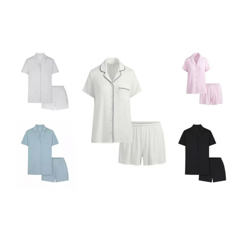Skims Kardashian Sleep Set Short-Sleeved Shorts Summer Shirt Pajamas Pajamas Home Wear Set