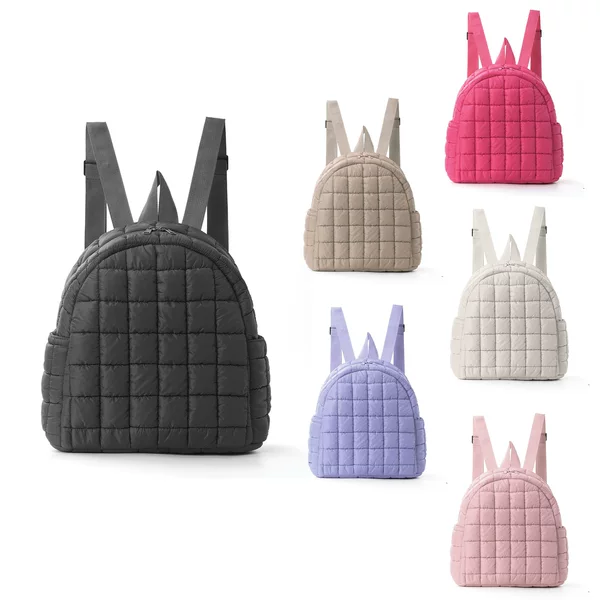 Feihong Cross-Border Plaid Women's Backpack Autumn and Winter down Jacket Backpack Fashion Casual Lightweight Travel Backpack