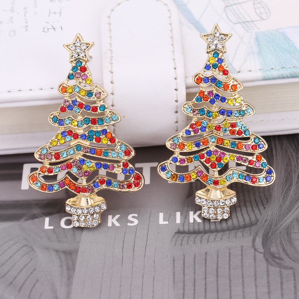 Fashion Christmas Tree Alloy Inlay Rhinestones Pearl Women's Drop Earrings 1 Pair display picture 1
