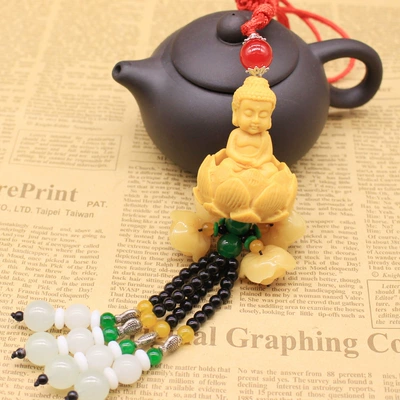 Car Hanging Ornaments Guanyin Buddha Car Interior Decorations Lotus Buddha Maitreya Buddha Car Pendant Home Live Streaming