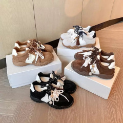 牛皮~葡萄妈新色啦8cm内增高月牙厚底鸳鸯鞋带运动休闲鞋女德训鞋