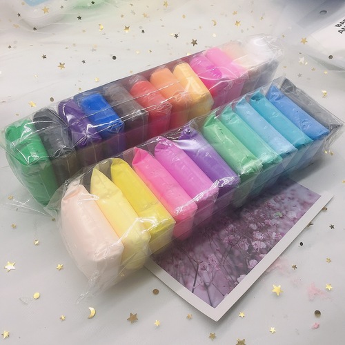 Ultra-light clay bagged plasticine set 24 colors children's non-toxic handmade toys clay colored mud space mud wholesale