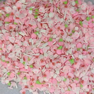 跨境亚马逊软陶片史莱姆水晶滴胶填充配件饰品卡粉色草莓粉色脚印