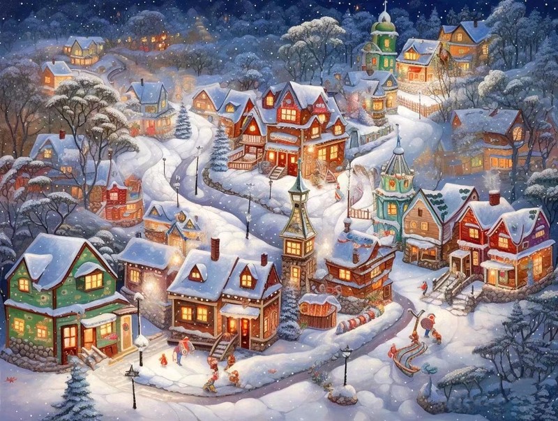 新しい5Dダイヤモンドはドリルいっぱいのクリスマスの雪景色の風景を描いて、十字の刺繍の客間の寝室の手作りの装飾画を貼ります。|undefined