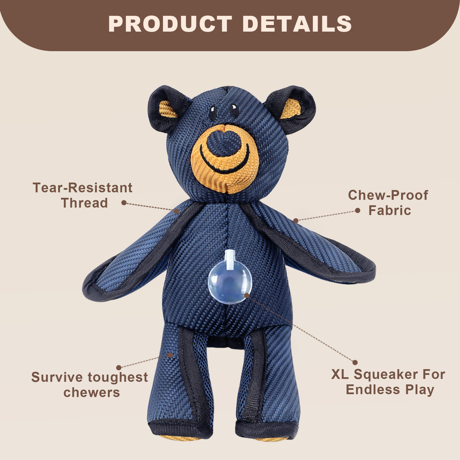 Amazon’S Hottest Powerful Bear [Upgraded Version of Indestructible] Bite-Resistant Oxford Cloth Dog Sounding Toy