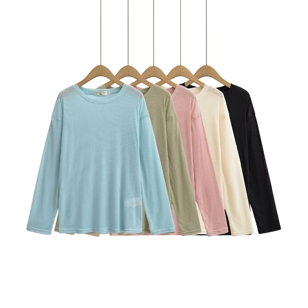 Summer sexy long-sleeve with a round collar for leisure