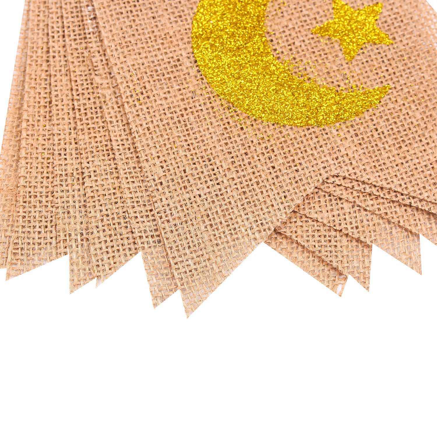 星星月亮燕尾旗吊旗麻布燕尾旗派对拉旗节日拉旗横幅场景布置装饰